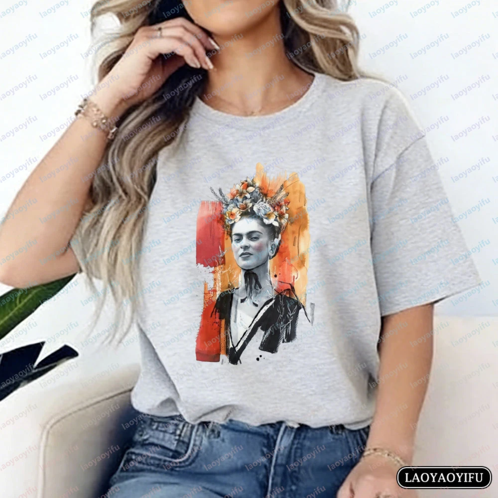 Watercolor Frida Graphic Mexican Art Casual Cotton Tee Frida Kahlo Tshirt Fashion Casual Summer Tops for Women Trendy Streetwear
Watercolor Frida Graphic Mexican Art Casual Cotton Tee Frida Kahlo Tshirt Fashion Casual Summer Tops for Women Trendy Streetwear