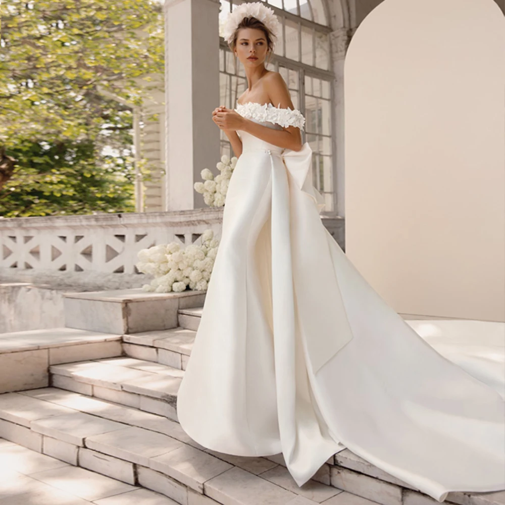 Msikoods Gorgeous Mermaid Wedding Dress 2023 Off The Shoulder Flower Satin Bride Dress Detachable Train Boho Bridal Gown
Msikoods Gorgeous Mermaid Wedding Dress 2023 Off The Shoulder Flower Satin Bride Dress Detachable Train Boho Bridal Gown