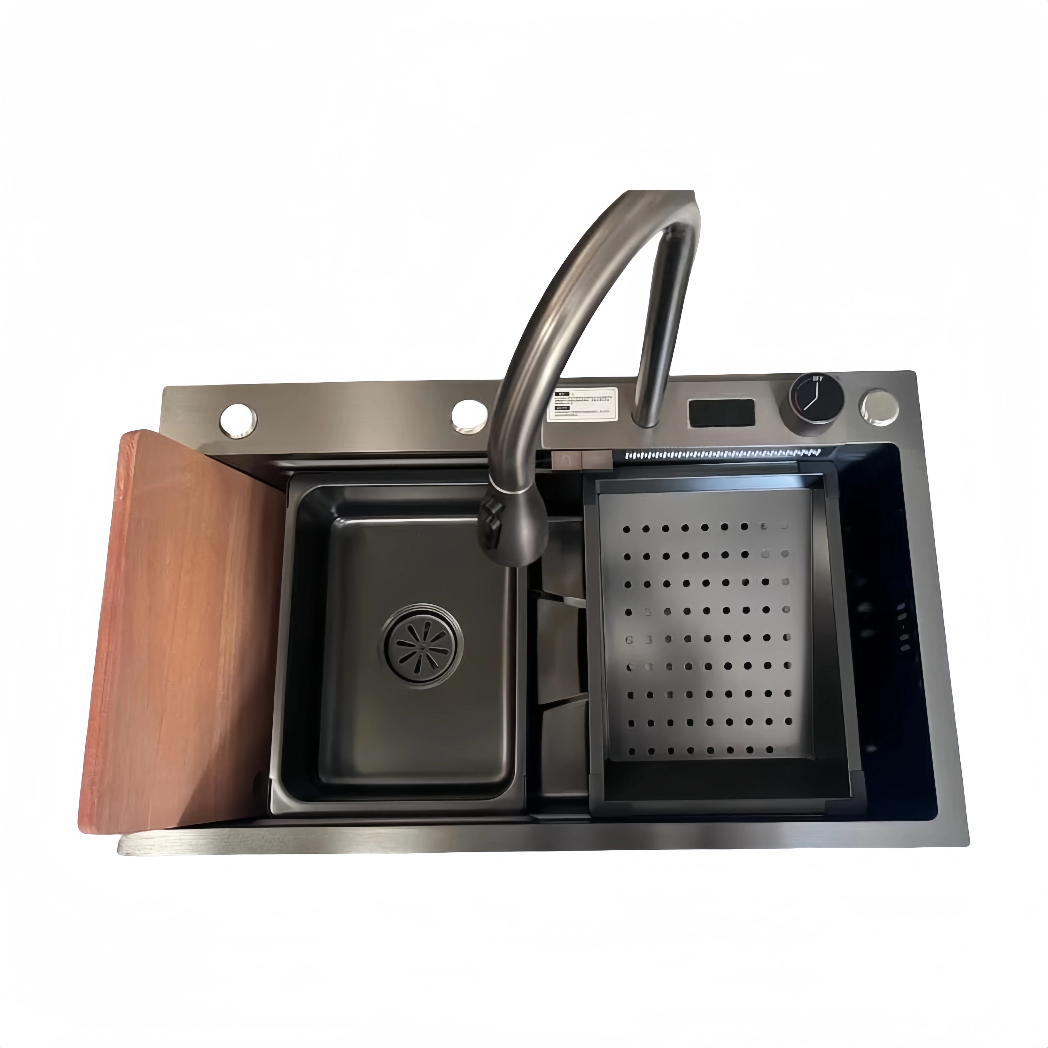 Современная черная многофункциональная рабочая станция из нержавеющей стали с одной чашей, кухонная раковина-водопад с мойкой для чашек
Современная черная многофункциональная рабочая станция из нержавеющей стали с одной чашей, кухонная раковина-водопад с мойкой для чашек