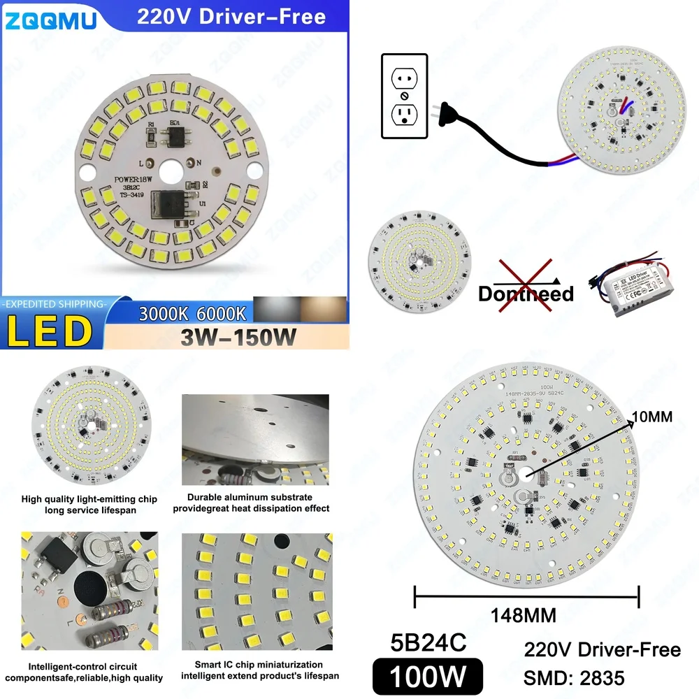 1PC AC220V 3W 5W 7W 9W 12W 15W 18W 24W 40W 50W 100W 150W LED Chip Spotlight Downlight Light Source Driver Free Energy Saving
1PC AC220V 3W 5W 7W 9W 12W 15W 18W 24W 40W 50W 100W 150W LED Chip Spotlight Downlight Light Source Driver Free Energy Saving