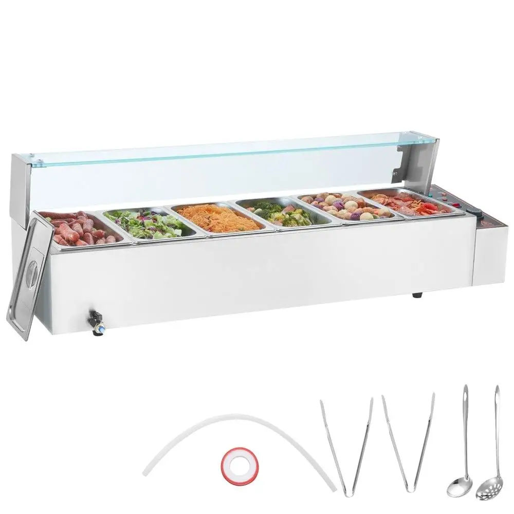6 Pan Electric Warmer Buffet Countertop with Glass 48 Qt Capacity for Catering and Events
6 Pan Electric Warmer Buffet Countertop with Glass 48 Qt Capacity for Catering and Events