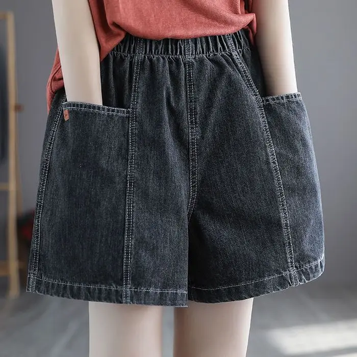 Summer Loose Fit Slimming Wide Leg Short Jeans Women's Elastic Waist Thin Model Versatile Casual Shorts for Ladies E9031
Summer Loose Fit Slimming Wide Leg Short Jeans Women's Elastic Waist Thin Model Versatile Casual Shorts for Ladies E9031