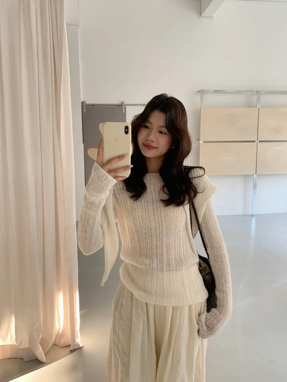 Lightweight Thin Color round Neck Striped Long Sleeve Knitted Sweater with Silk Scarf Mesh Fluffy Half Skirt Women's Set
Lightweight Thin Color round Neck Striped Long Sleeve Knitted Sweater with Silk Scarf Mesh Fluffy Half Skirt Women's Set