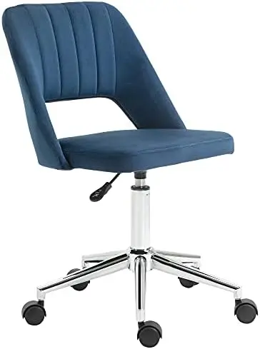 Modern Mid Back Office Chair with Velvet Fabric, Swivel Computer Armless Desk Chair with Hollow Back Design for Office, Blue
Modern Mid Back Office Chair with Velvet Fabric, Swivel Computer Armless Desk Chair with Hollow Back Design for Office, Blue
