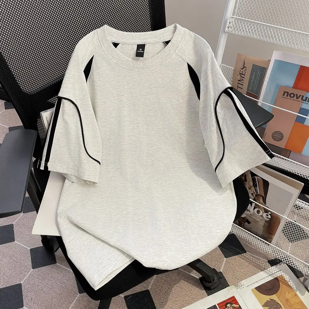 Summer Men O Neck Short Sleeve T Shirts Line Spliced England Style Teenager Fashion Simple All-match Casual Loose Clothing White
Summer Men O Neck Short Sleeve T Shirts Line Spliced England Style Teenager Fashion Simple All-match Casual Loose Clothing White