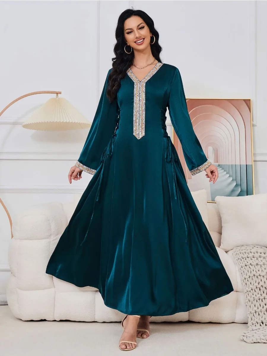 Eid Arab Muslim Party Dress for Women Abaya Jalabiya Diamond Long Dresses Morocco Kaftan Vestidos Dubai Ramadan Gown Robe 2024
Eid Arab Muslim Party Dress for Women Abaya Jalabiya Diamond Long Dresses Morocco Kaftan Vestidos Dubai Ramadan Gown Robe 2024