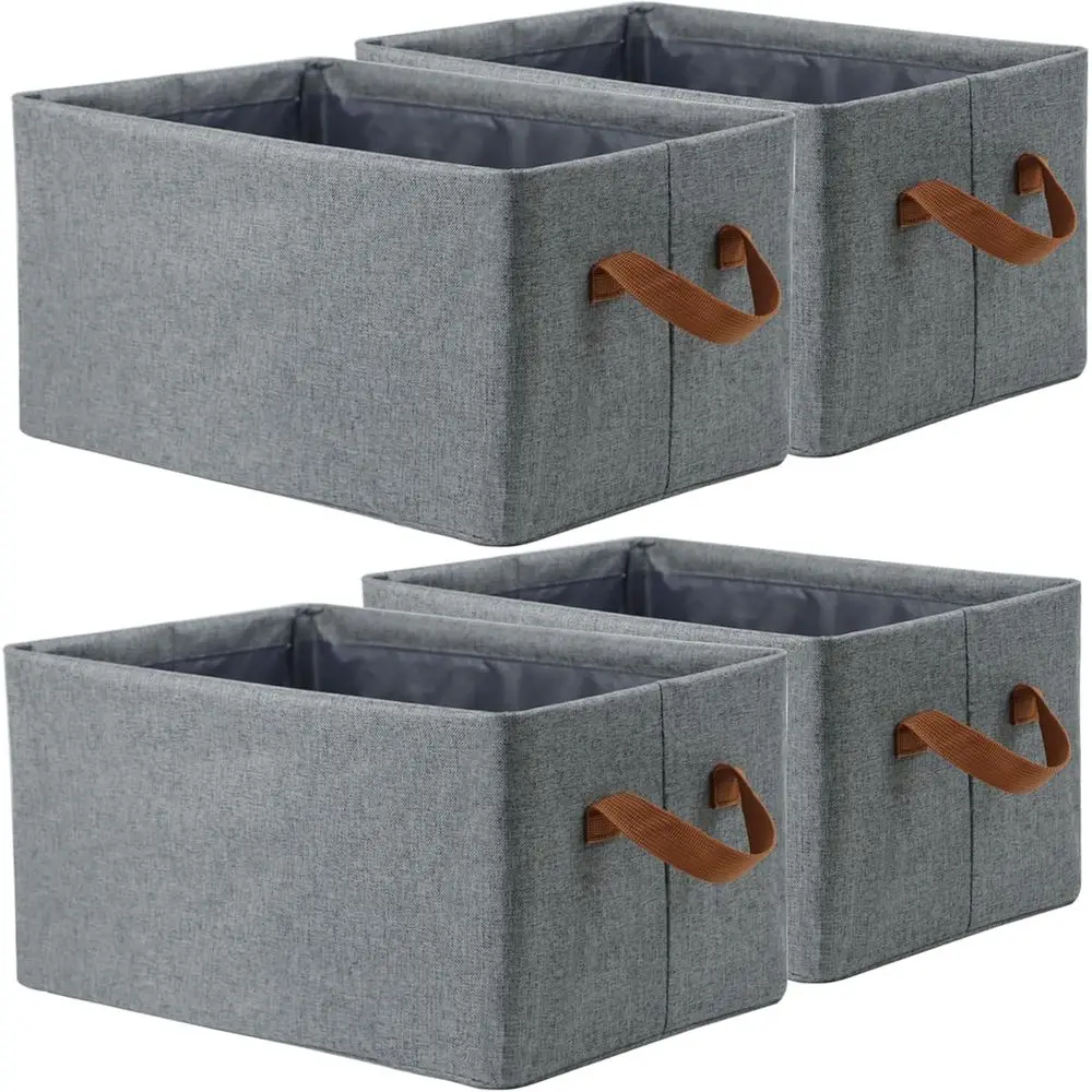 4 Pcs Fabric Storage Bins, Organization Baskets for Shelves, 15" Linen Closet Organizer with Handles, Metal Frame, Natural Color
4 Pcs Fabric Storage Bins, Organization Baskets for Shelves, 15" Linen Closet Organizer with Handles, Metal Frame, Natural Color