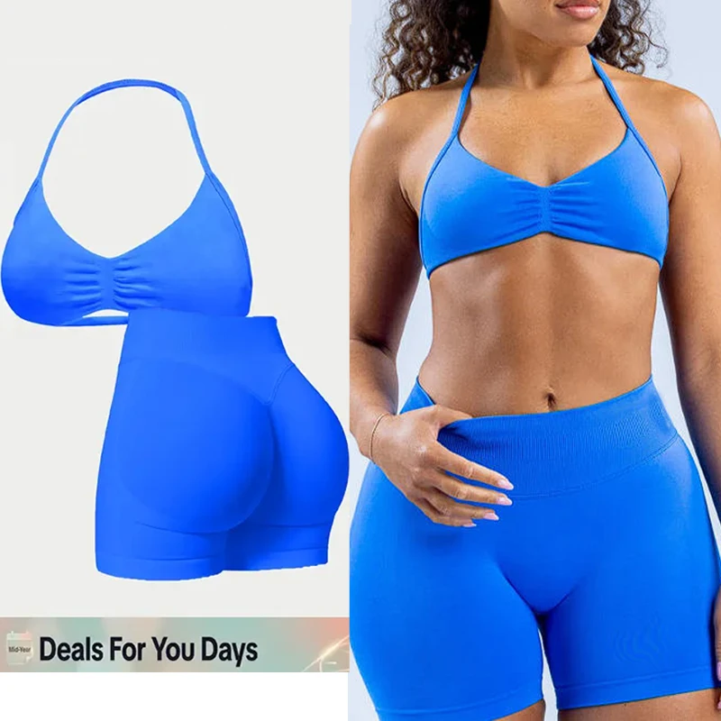 Cavendi 2 Pieces impact gym Halter top seamless shorts Women Yoga outfits Sportswear Sports Suits Fitness Top Gym set
Cavendi 2 Pieces impact gym Halter top seamless shorts Women Yoga outfits Sportswear Sports Suits Fitness Top Gym set