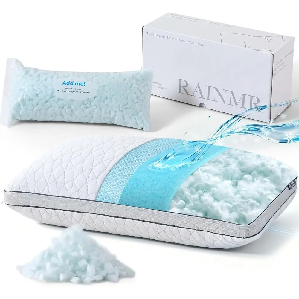 Cooling Pillow with Shredded Memory oam or Sleng, 20x30 Adjustable Bed Pillow with Cool & Bamboo-Derived Rayon Side, irm Pillow
Cooling Pillow with Shredded Memory oam or Sleng, 20x30 Adjustable Bed Pillow with Cool & Bamboo-Derived Rayon Side, irm Pillow