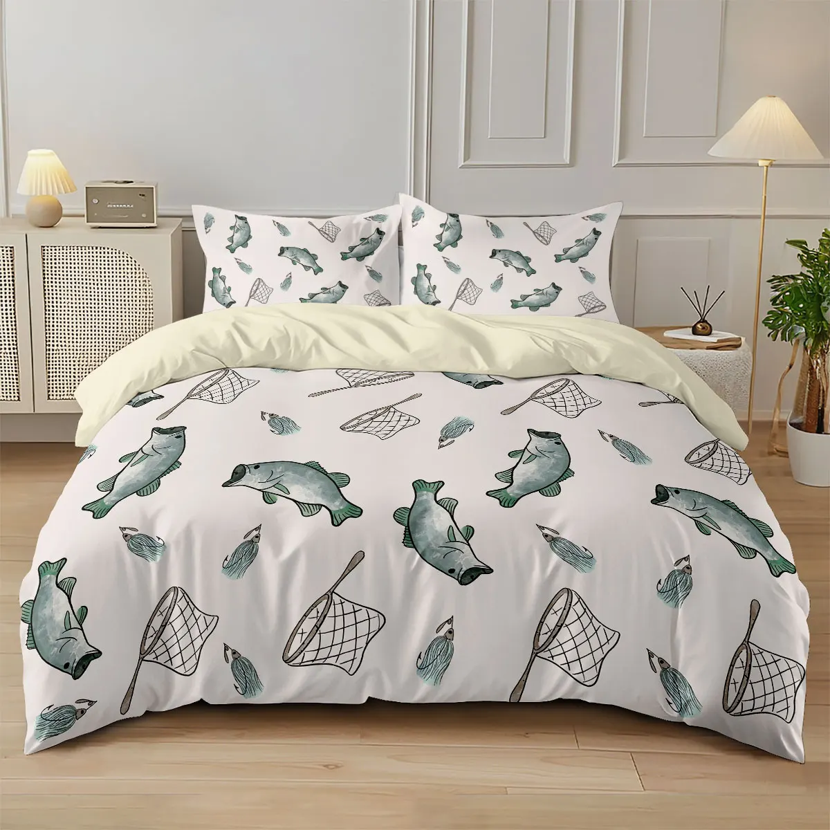 3pcs Ocean Fishing Series Printed Coreless Duvet Cover Set, Multi Size Bedding Decoration, Machine Washable
3pcs Ocean Fishing Series Printed Coreless Duvet Cover Set, Multi Size Bedding Decoration, Machine Washable