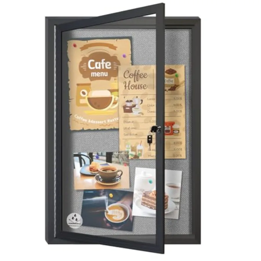 Outdoor Weatherproof Enclosed Fabric Bulletin BoardNoticeboard Case with Lockable Glass Door Grey Felt Black Aluminum Frame 36x
Outdoor Weatherproof Enclosed Fabric Bulletin BoardNoticeboard Case with Lockable Glass Door Grey Felt Black Aluminum Frame 36x