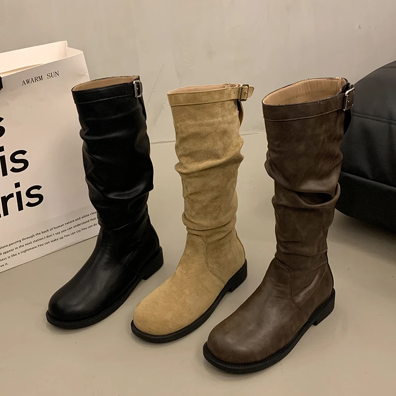Women Western Cowboy Boots Autumn Winter Fashion Slip On Folded Pile Long Booties Female Thick Heel Platform Shoes
Women Western Cowboy Boots Autumn Winter Fashion Slip On Folded Pile Long Booties Female Thick Heel Platform Shoes