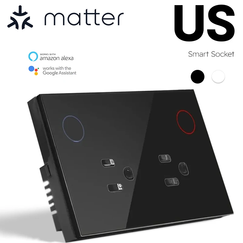 Matter Wifi Smart Wall Socket US Electrical Plug Outlet Power Touch Switch Wireless Voice Remote,Alexa Google Home
Matter Wifi Smart Wall Socket US Electrical Plug Outlet Power Touch Switch Wireless Voice Remote,Alexa Google Home