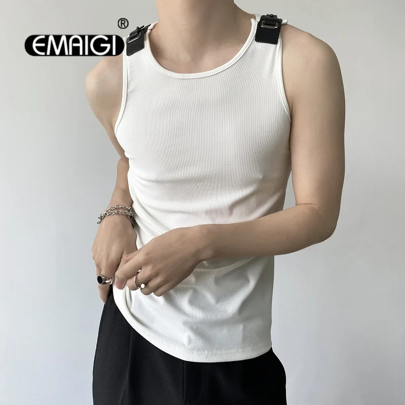 Men's Leather Buckle Tank Tops Vest Tshirt Knitted Elastic Male Japan Korean Streetwear Fashion Slim Fit Tees Sleeveless T-shirt
Men's Leather Buckle Tank Tops Vest Tshirt Knitted Elastic Male Japan Korean Streetwear Fashion Slim Fit Tees Sleeveless T-shirt