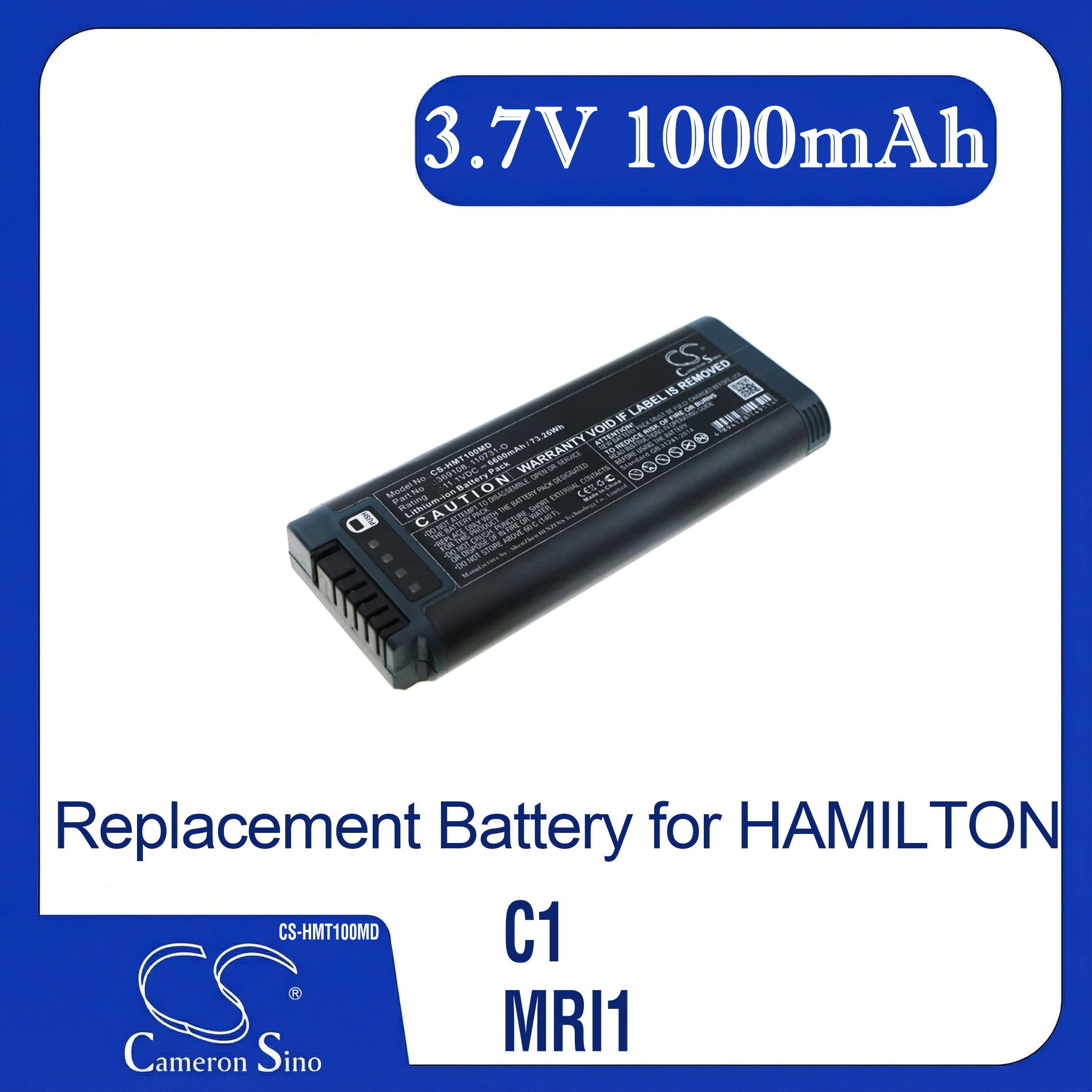Cameron Sino Replacement Battery for HAMILTON C1, MRI1, T1, Fits P/N 110731-O,369108
Cameron Sino Replacement Battery for HAMILTON C1, MRI1, T1, Fits P/N 110731-O,369108