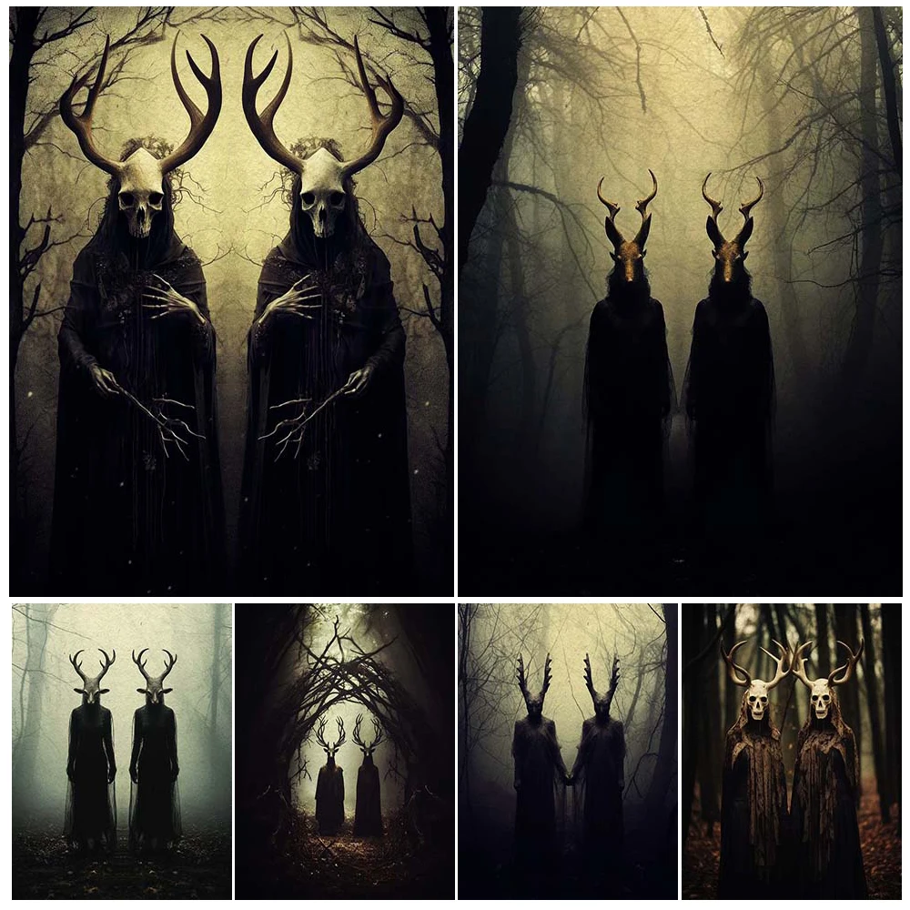 Antler Monster Deep In The Forest Vintage Wall Art Canvas Print Creepy Horror Photography Art Poster Print Home Decor Unframed 
Antler Monster Deep In The Forest Vintage Wall Art Canvas Print Creepy Horror Photography Art Poster Print Home Decor Unframed