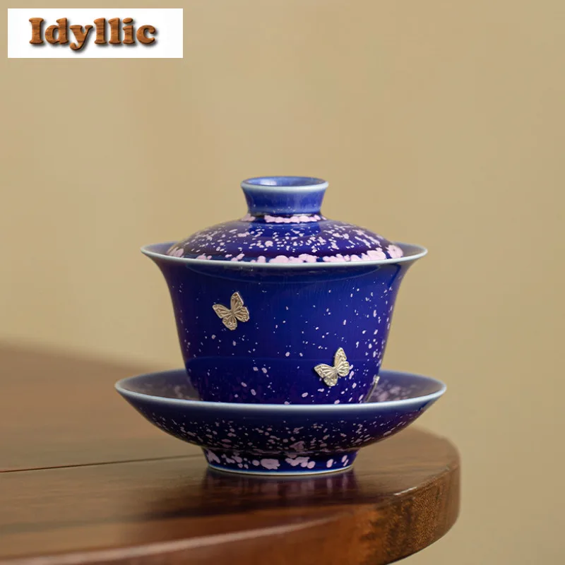 125ml Starry Sky Blue Silver Butterfly Starry Sky Gaiwan Elegant Tea Tureen Tea Bowl With Lid Kit Tea Maker Cover Bowl For Tea
125ml Starry Sky Blue Silver Butterfly Starry Sky Gaiwan Elegant Tea Tureen Tea Bowl With Lid Kit Tea Maker Cover Bowl For Tea