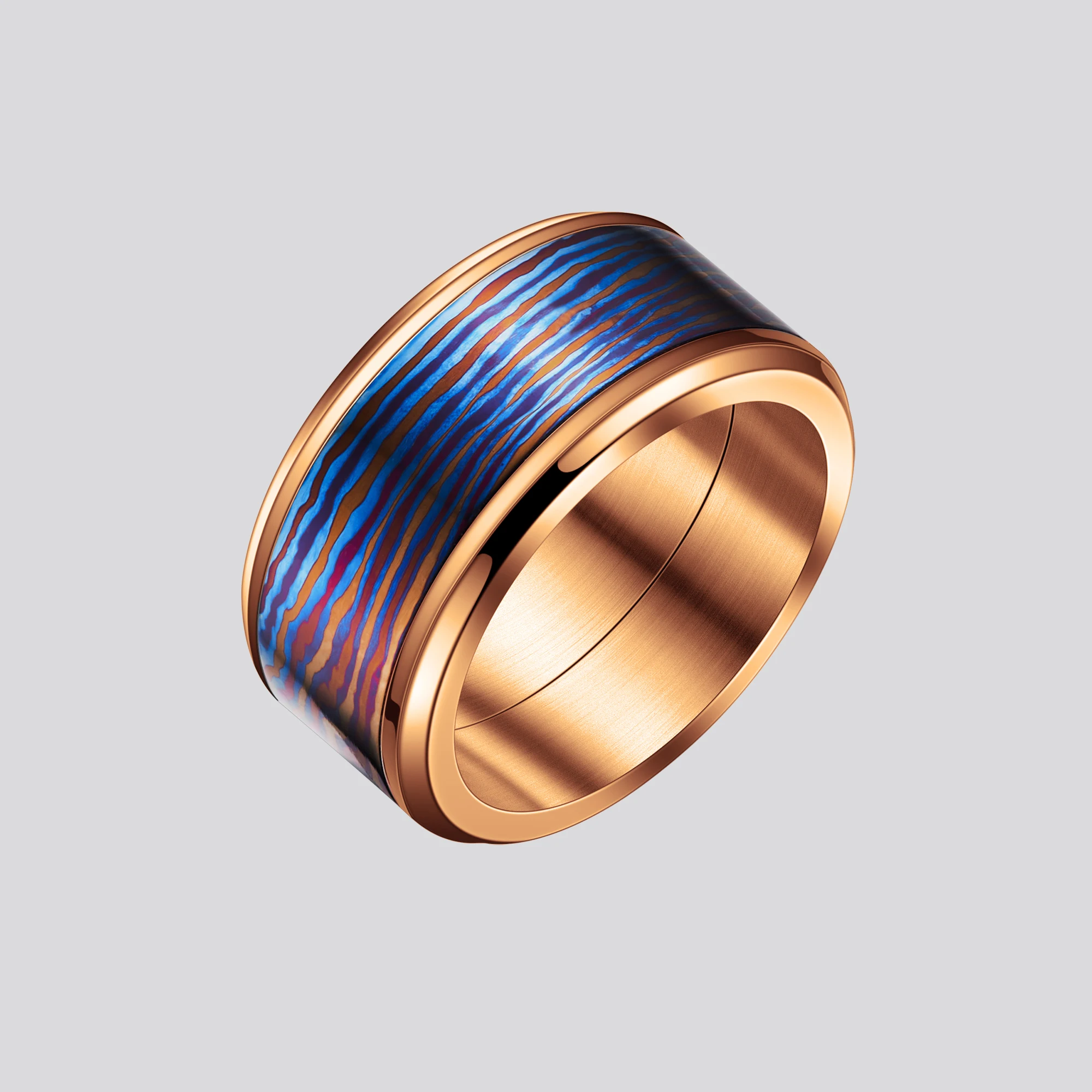 POSAN Ring Gradient Damascus Titanium Ring Timascus Handcrafted Rainbow IPH Technology with Brushed Titanium Core PSR-001 
POSAN Ring Gradient Damascus Titanium Ring Timascus Handcrafted Rainbow IPH Technology with Brushed Titanium Core PSR-001