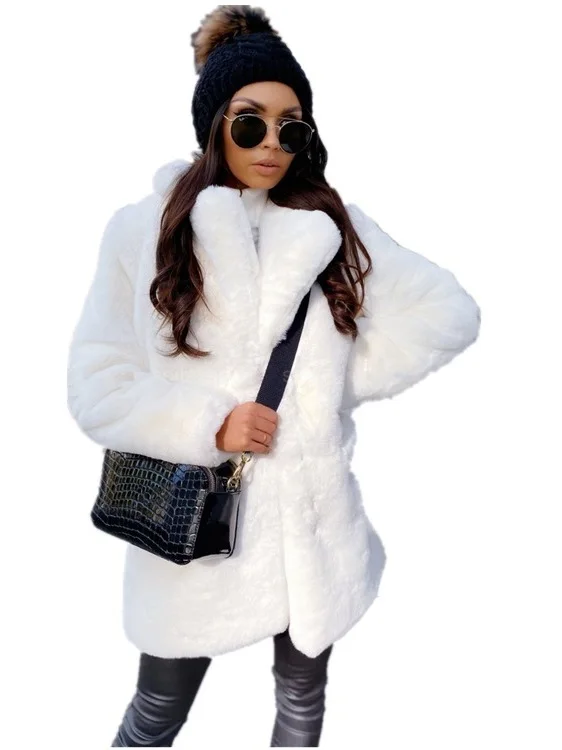 Elegant Commuter Long Sleeve Collar Faux Fur Coat Pure Color Warm Large Size Coat Women's Fashion Winter Outerwear
Elegant Commuter Long Sleeve Collar Faux Fur Coat Pure Color Warm Large Size Coat Women's Fashion Winter Outerwear