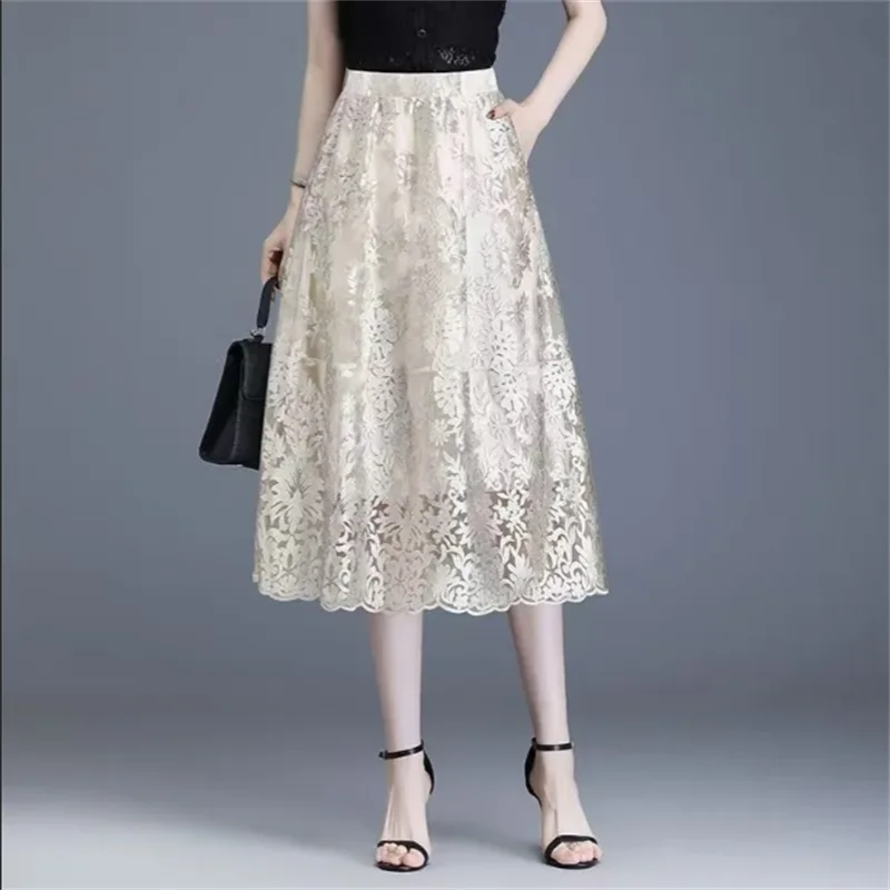 Half Body Skirt Women Embroidered Chiffon Skirt Half-length Elasticity Waist A-line Lace Dress Summer Woman Clothing Skirt
Half Body Skirt Women Embroidered Chiffon Skirt Half-length Elasticity Waist A-line Lace Dress Summer Woman Clothing Skirt