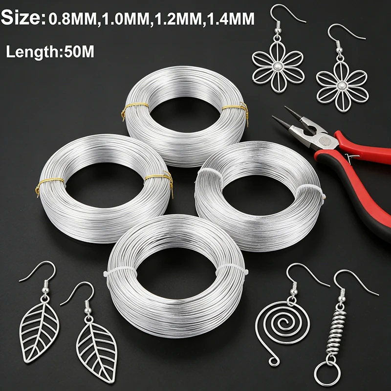Silver Aluminum Wire 0.8mm-1.4mm 50M Bendable Craft Metal Wire for Sculpting Armature Floral DIY Jewelry Making Tool + Pliers
Silver Aluminum Wire 0.8mm-1.4mm 50M Bendable Craft Metal Wire for Sculpting Armature Floral DIY Jewelry Making Tool + Pliers