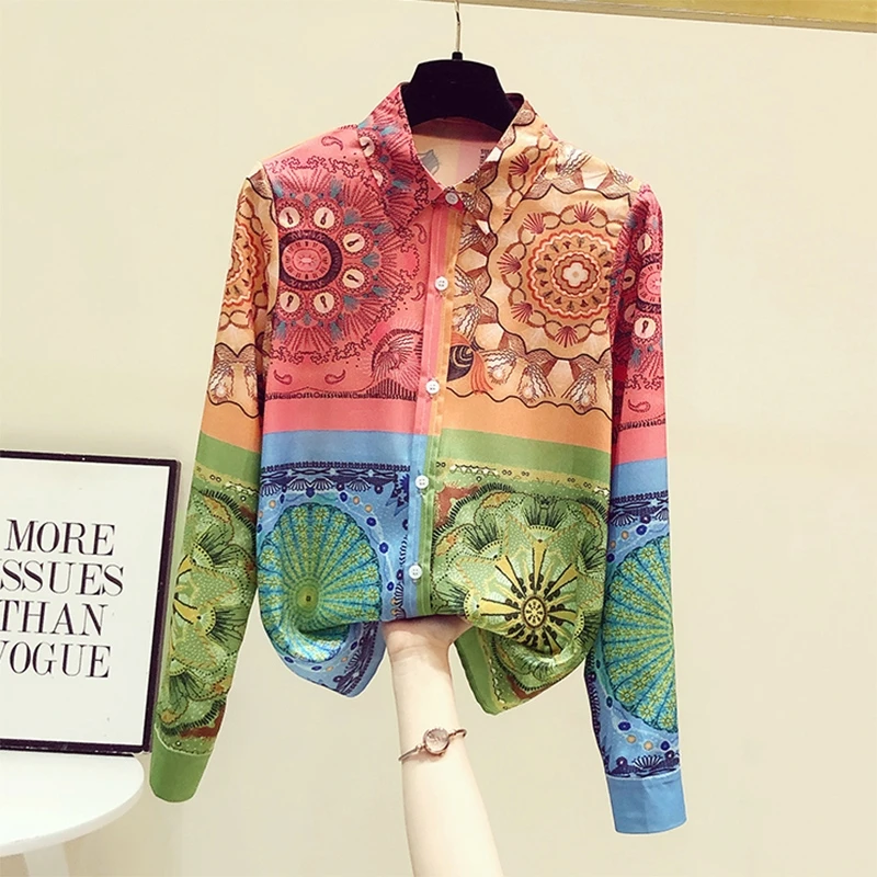 Retro Color Contrast Printed Chiffon Blouse Women High Quality Long Sleeve All Match 2022 New Spring Summer Top Shirts
Retro Color Contrast Printed Chiffon Blouse Women High Quality Long Sleeve All Match 2022 New Spring Summer Top Shirts