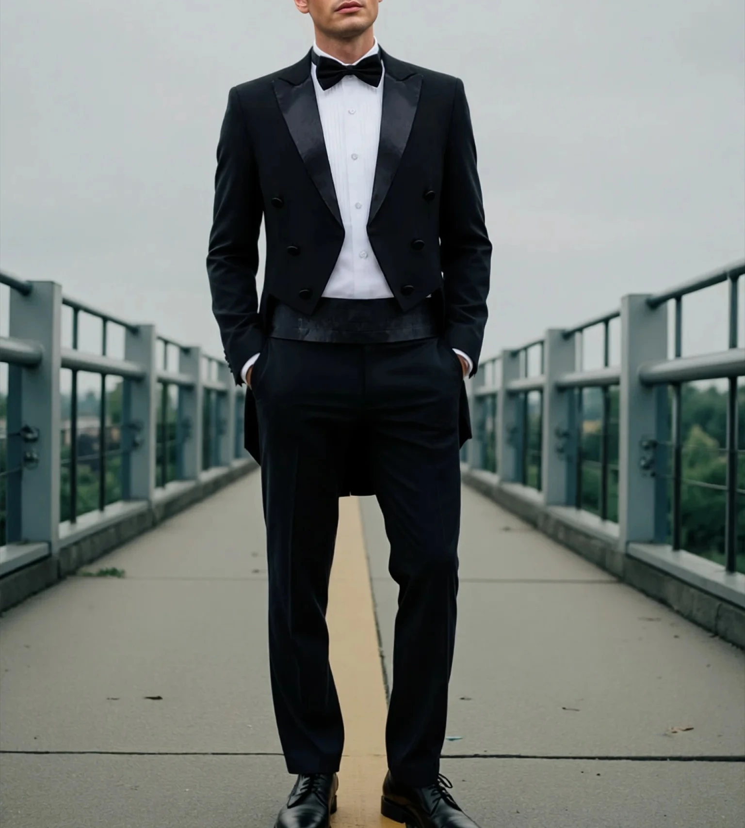 Men's Black Tuxedo Tailcoat Formal Dress Suits, A Wedding Party Jacket Paired with Matching Pants.
Men's Black Tuxedo Tailcoat Formal Dress Suits, A Wedding Party Jacket Paired with Matching Pants.
