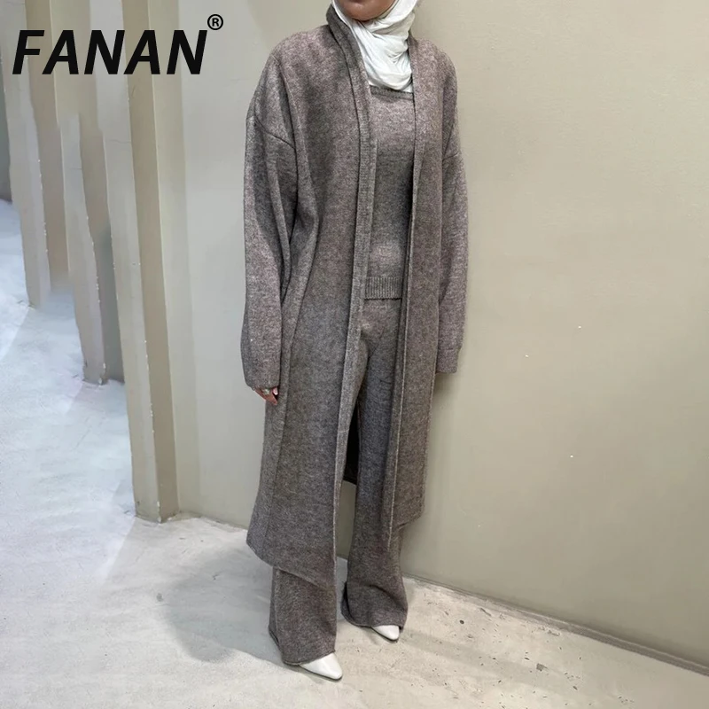 FANAN Thick Warm Knitting 3 Piece Set Women's Slim Vest + Cardigan Long Coats + High Waist Straight Pants Female Winter New
FANAN Thick Warm Knitting 3 Piece Set Women's Slim Vest + Cardigan Long Coats + High Waist Straight Pants Female Winter New