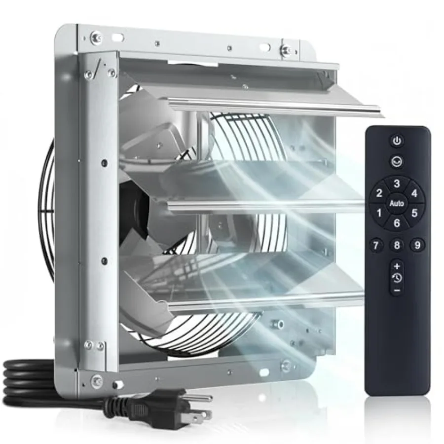 Garage, greenhouse, attic chicken coop ventilation: 12-inch shutter exhaust fan with remote, energy-efficient 25W DC motor, qui
Garage, greenhouse, attic chicken coop ventilation: 12-inch shutter exhaust fan with remote, energy-efficient 25W DC motor, qui