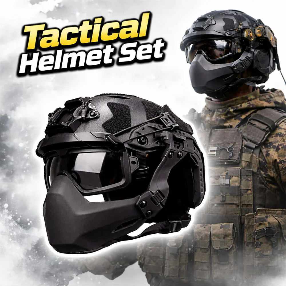 FAST SF Tactical Helmet Set, Multifunctional Combat Helmet with Detachable Face Mask Anti-Fog Goggles for Airsoft Cosplay Game
FAST SF Tactical Helmet Set, Multifunctional Combat Helmet with Detachable Face Mask Anti-Fog Goggles for Airsoft Cosplay Game