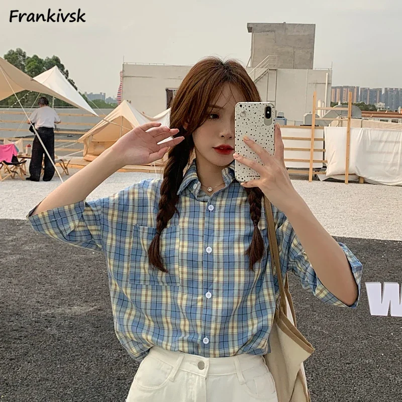 Plaid Shirts Women Causal Clothing All-match Youthful Fashion Sweet Schoolgirls Comfortable Summer Chic Korean Style Daily New
Plaid Shirts Women Causal Clothing All-match Youthful Fashion Sweet Schoolgirls Comfortable Summer Chic Korean Style Daily New