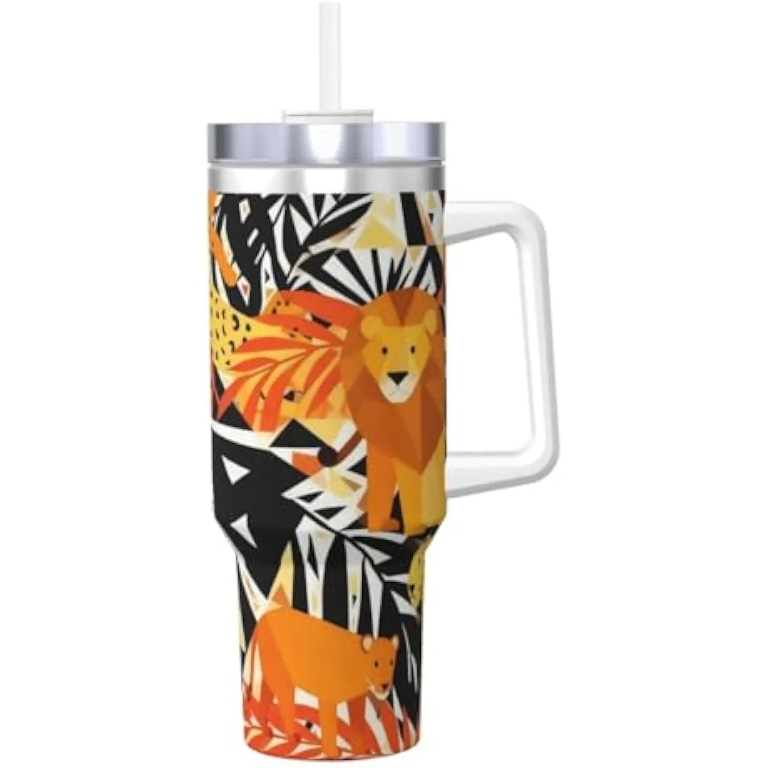 African Geometric Lion Tumbler 40oz Stainless Steel Travel Cup With Handle And Straw Insulated Mug
African Geometric Lion Tumbler 40oz Stainless Steel Travel Cup With Handle And Straw Insulated Mug