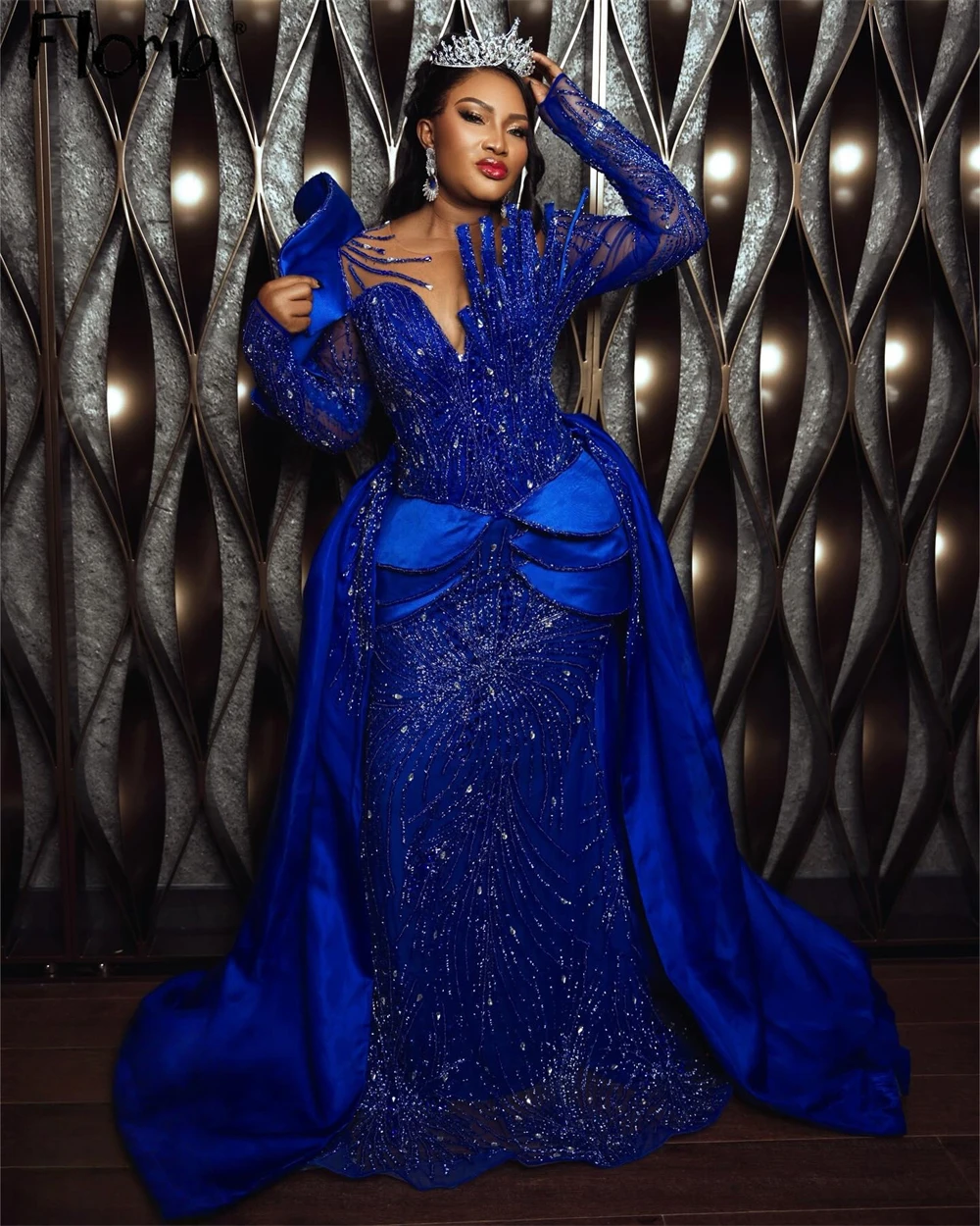 Aso Ebi African Royal Blue Prom Dresses Long Sleeve Overskirt Wedding Guest Gown Shiny Two Pieces Engagement Dress Customized
Aso Ebi African Royal Blue Prom Dresses Long Sleeve Overskirt Wedding Guest Gown Shiny Two Pieces Engagement Dress Customized
