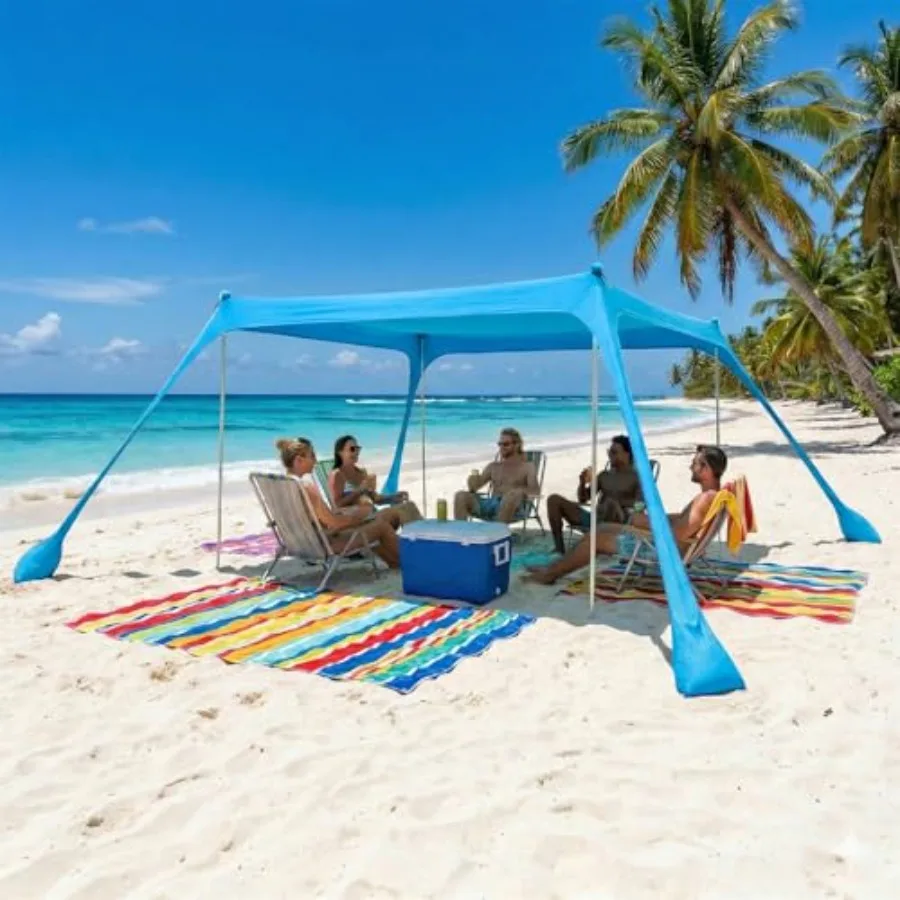 Beach tent for outdoor use, Lycra fabric, blue, windproof and portable with adjustable poles for 6-8 people
Beach tent for outdoor use, Lycra fabric, blue, windproof and portable with adjustable poles for 6-8 people