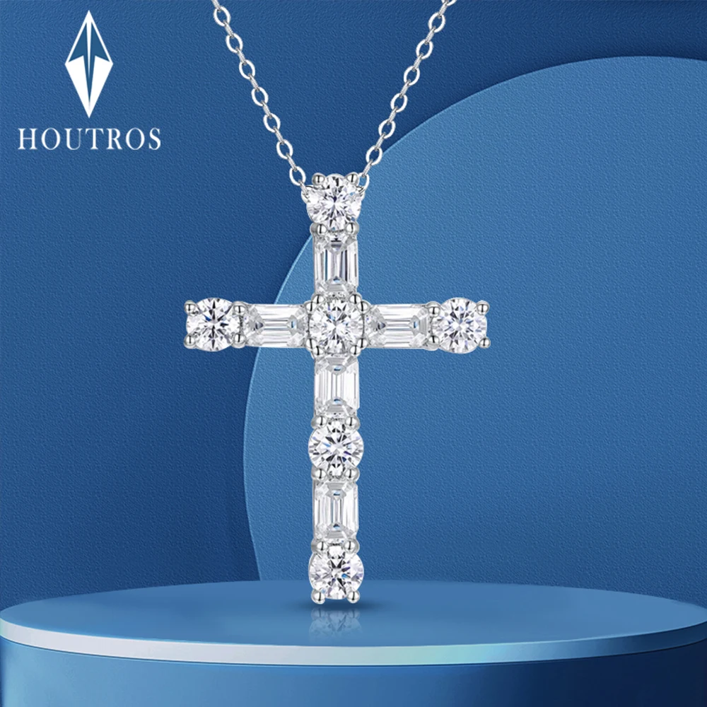 7CTTW Round and Emerald Cut Moissanite Cross Pendant Necklace for Women S925 Silver Plated 18K White Gold Neck Chain Jewelry
7CTTW Round and Emerald Cut Moissanite Cross Pendant Necklace for Women S925 Silver Plated 18K White Gold Neck Chain Jewelry