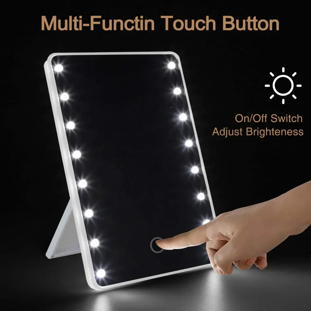 16 LEDs Makeup Mirror with LED Touch Adjustable Light Portable Desktop Tabletop Cosmetic Mirror Travel Home Dressing Table Tools
16 LEDs Makeup Mirror with LED Touch Adjustable Light Portable Desktop Tabletop Cosmetic Mirror Travel Home Dressing Table Tools