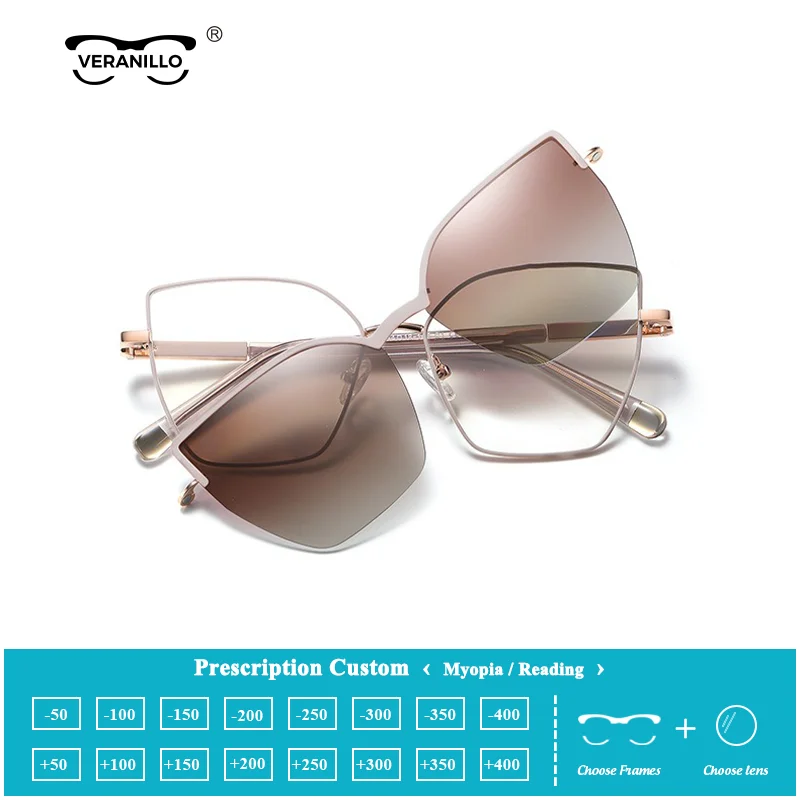 VERANILLO Women TR90+Metal Anti-Blue Light Glasses Frame Magnetic Clip Polarized Lenses Custom Reading/Myopia Glasses 0±6.0
VERANILLO Women TR90+Metal Anti-Blue Light Glasses Frame Magnetic Clip Polarized Lenses Custom Reading/Myopia Glasses 0±6.0