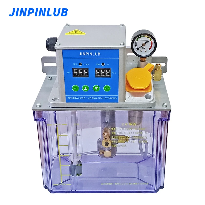 Электрический дозирующий насос-смазчик JINPINLUB JDL3 объемом 3 литра с таймером для станков с ЧПУ
Электрический дозирующий насос-смазчик JINPINLUB JDL3 объемом 3 литра с таймером для станков с ЧПУ