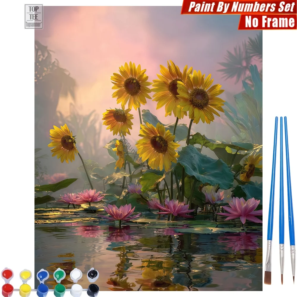 Sunlit Aquatic Garden Digital Oil Paints Kit - Sunflowers Lilies Reflections Canvas Wall Art Halloween Gift For Grandma
Sunlit Aquatic Garden Digital Oil Paints Kit - Sunflowers Lilies Reflections Canvas Wall Art Halloween Gift For Grandma