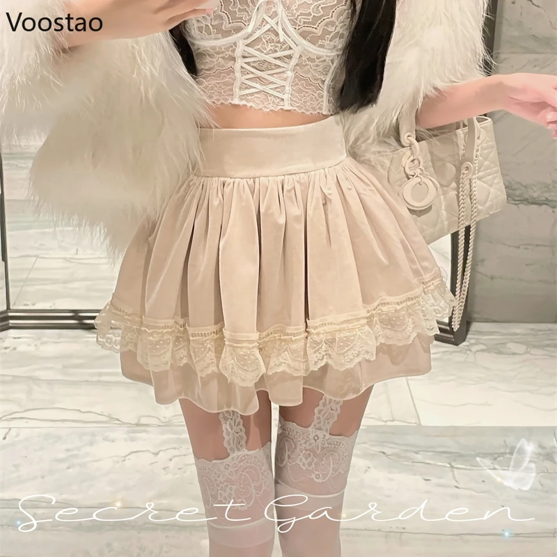 Spring Autumn Gothic Lolita Velvet Mini Skirt Women Sweet Y2k Lace Ruffles Cake Skirts Female Korean Casual A-Line Short Skirt
Spring Autumn Gothic Lolita Velvet Mini Skirt Women Sweet Y2k Lace Ruffles Cake Skirts Female Korean Casual A-Line Short Skirt