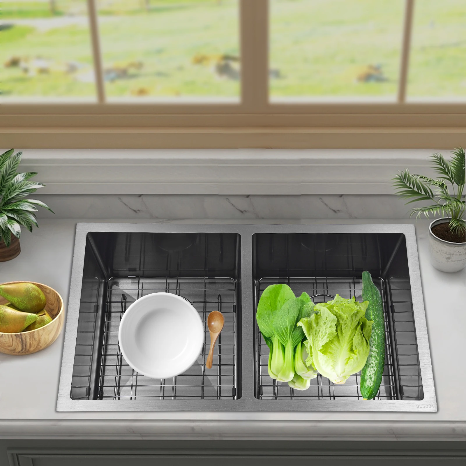Double Bowl Kitchen Sink 78.7*45.7*22.8cm Stainless Steel Kitchen Sink with Multi-Function Filter for Homes/Restaurants/Bars
Double Bowl Kitchen Sink 78.7*45.7*22.8cm Stainless Steel Kitchen Sink with Multi-Function Filter for Homes/Restaurants/Bars