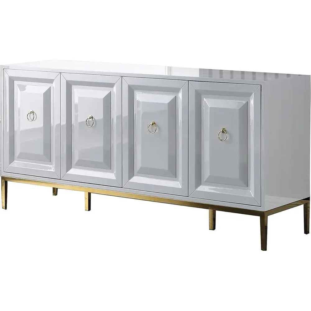 High Gloss White Lacquer Sideboard with Gold Trim
High Gloss White Lacquer Sideboard with Gold Trim