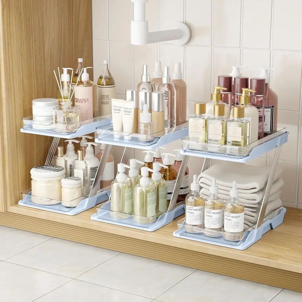2-Tier Clear Pull-Out Bathroom Organizer - Multi-Functional Storage for Vanity, Sink, Kitchen, and Pantry
2-Tier Clear Pull-Out Bathroom Organizer - Multi-Functional Storage for Vanity, Sink, Kitchen, and Pantry