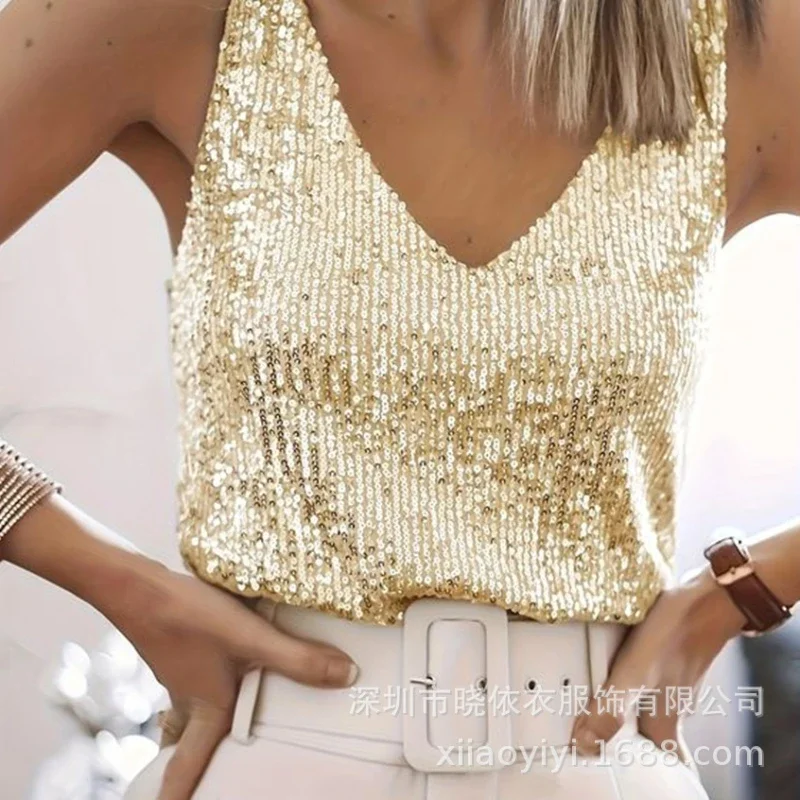 Women Vest Top Sequin Sexy Y2k Tops Vests Sleeveless V Neck Backless Tanks Camis Elegant Splice Casual Streetwear 2025 Tanks
Women Vest Top Sequin Sexy Y2k Tops Vests Sleeveless V Neck Backless Tanks Camis Elegant Splice Casual Streetwear 2025 Tanks