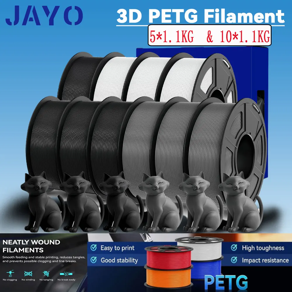 JAYO 5Rolls /10Rolls 3D PETG Printer Filament 1.75mm PETG Printer Filament Neatly Wound 3D Printing Material For Bambu FDM 3D Printer
JAYO 5Rolls /10Rolls 3D PETG Printer Filament 1.75mm PETG Printer Filament Neatly Wound 3D Printing Material For Bambu FDM 3D Printer