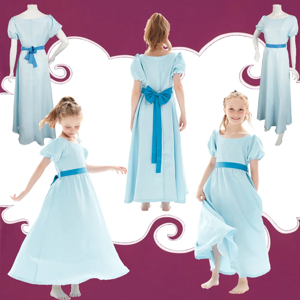 In Stock Wendy Cosplay Adult Kids Bule Dress Headwear Cartoon Movie Peter Costume Children Women Outfits Halloween Party Suit
In Stock Wendy Cosplay Adult Kids Bule Dress Headwear Cartoon Movie Peter Costume Children Women Outfits Halloween Party Suit