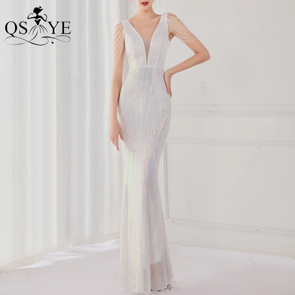 Shiny White Mermaid Lace Wedding Dresses V neck Beading Straps Sleeves Bridal Gown Backless Bride Marriage Colorful Wedding Gown
Shiny White Mermaid Lace Wedding Dresses V neck Beading Straps Sleeves Bridal Gown Backless Bride Marriage Colorful Wedding Gown