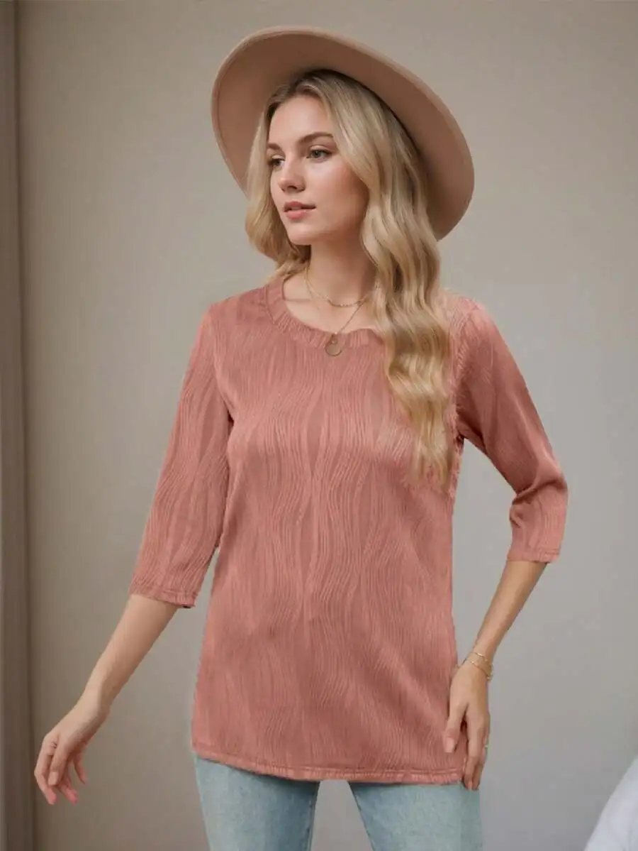 Womens Casual 3/4 Sleeve Round Neck Loose Fit Blouse
Womens Casual 3/4 Sleeve Round Neck Loose Fit Blouse