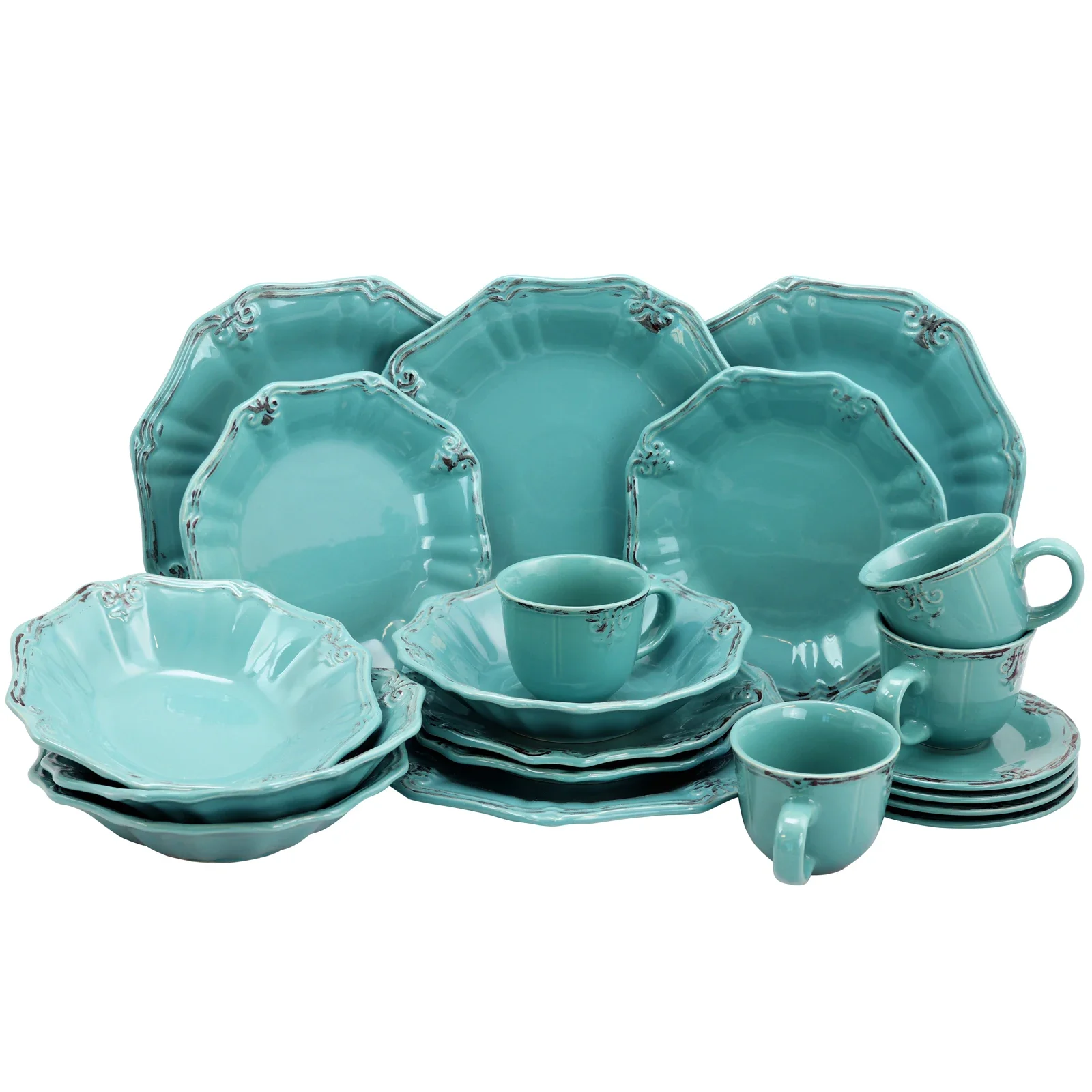 20-Piece Turquoise Dinnerware Set with Elegant Fleur De Lys Design
20-Piece Turquoise Dinnerware Set with Elegant Fleur De Lys Design