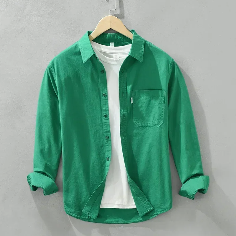 Spring Summer Mens Green Shirt Long Sleeve Daily Casual Shirts Pocket Pure Cotton Button Up Shirt Men Korean Style Tops Simple
Spring Summer Mens Green Shirt Long Sleeve Daily Casual Shirts Pocket Pure Cotton Button Up Shirt Men Korean Style Tops Simple